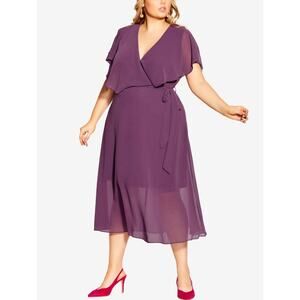 City Chic Trendy Plus Size Softly Tied V-neck Dress | Size 14